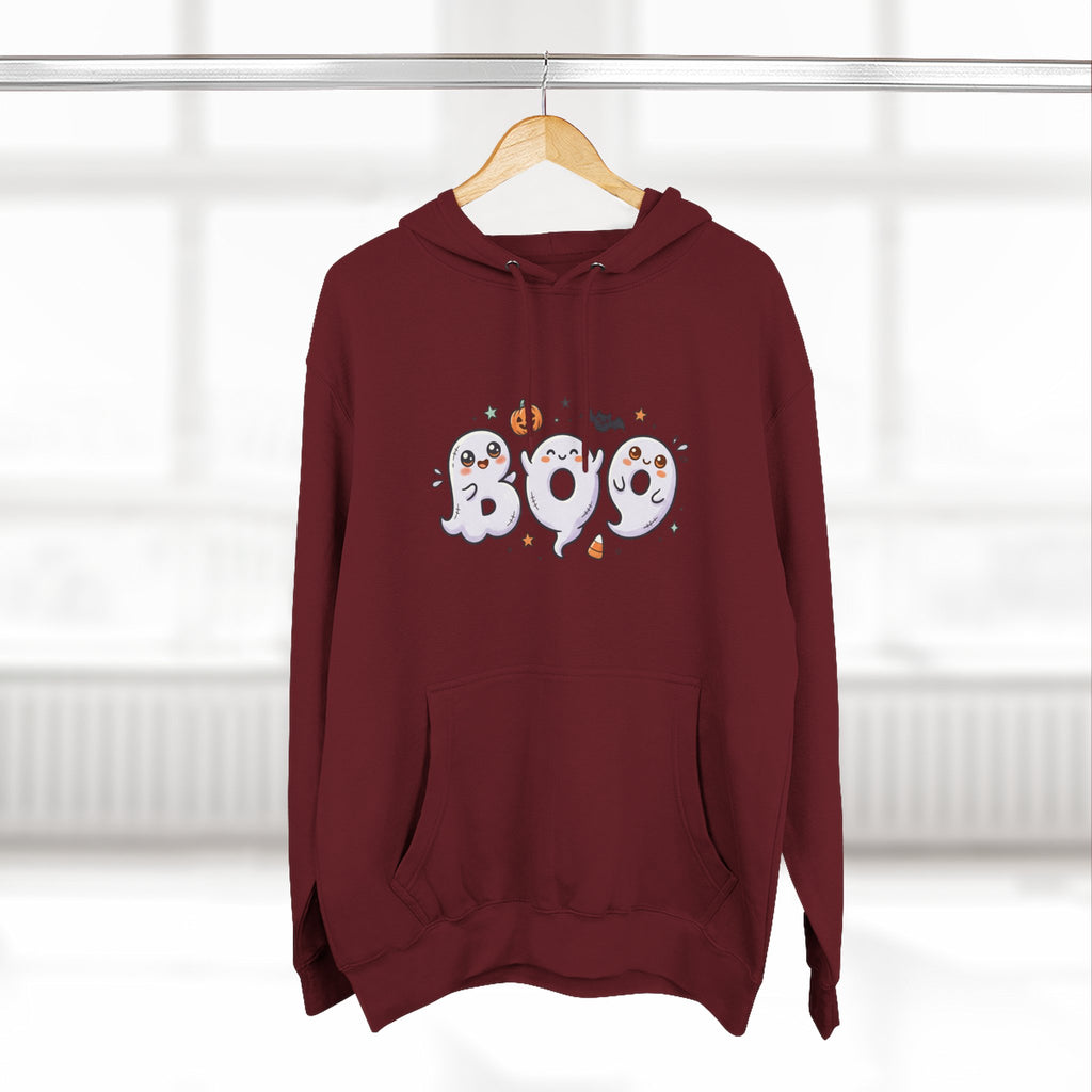 Boo Ghosts Halloween Hoodie — Cute Cartoon Ghosts & Pumpkins Fleece Hoodie