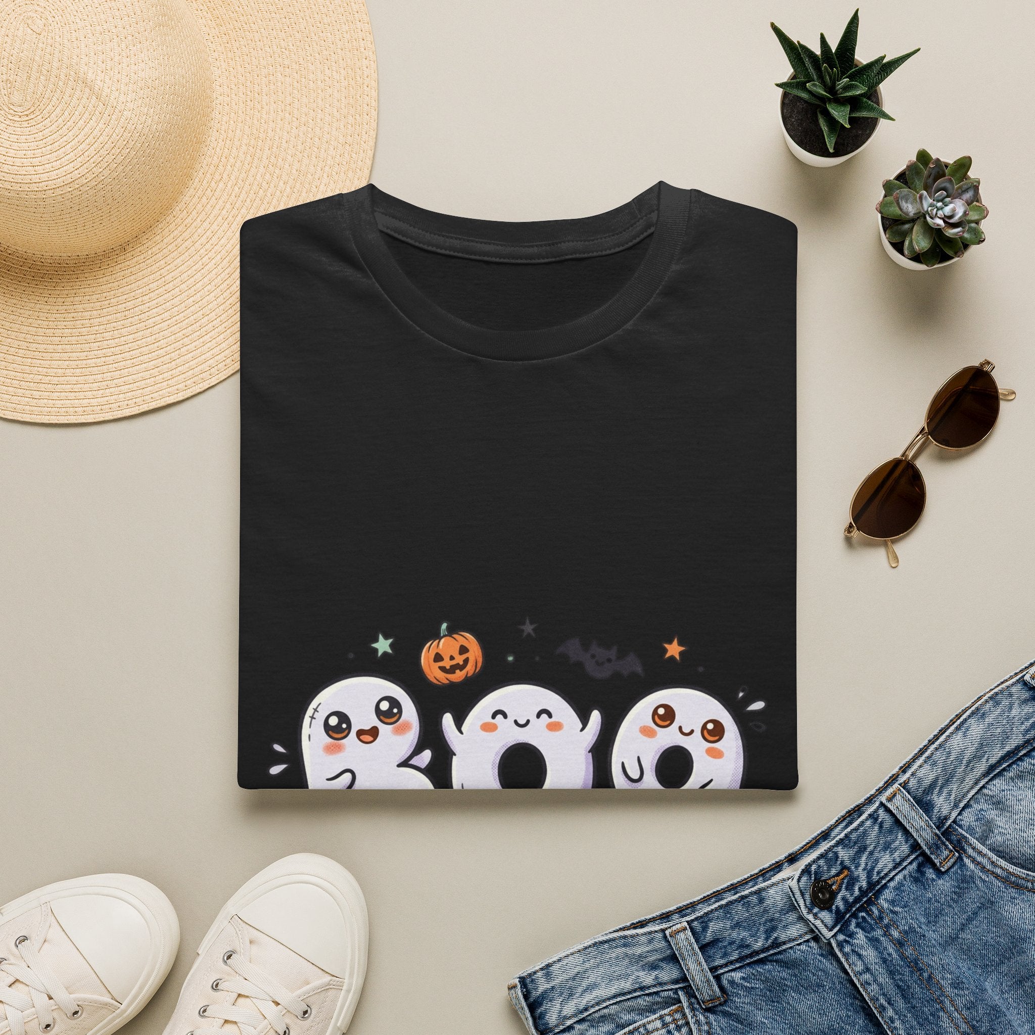 Halloween Ghosts "BOO" T-Shirt — Cute Spooky Pumpkin & Bat Graphic
