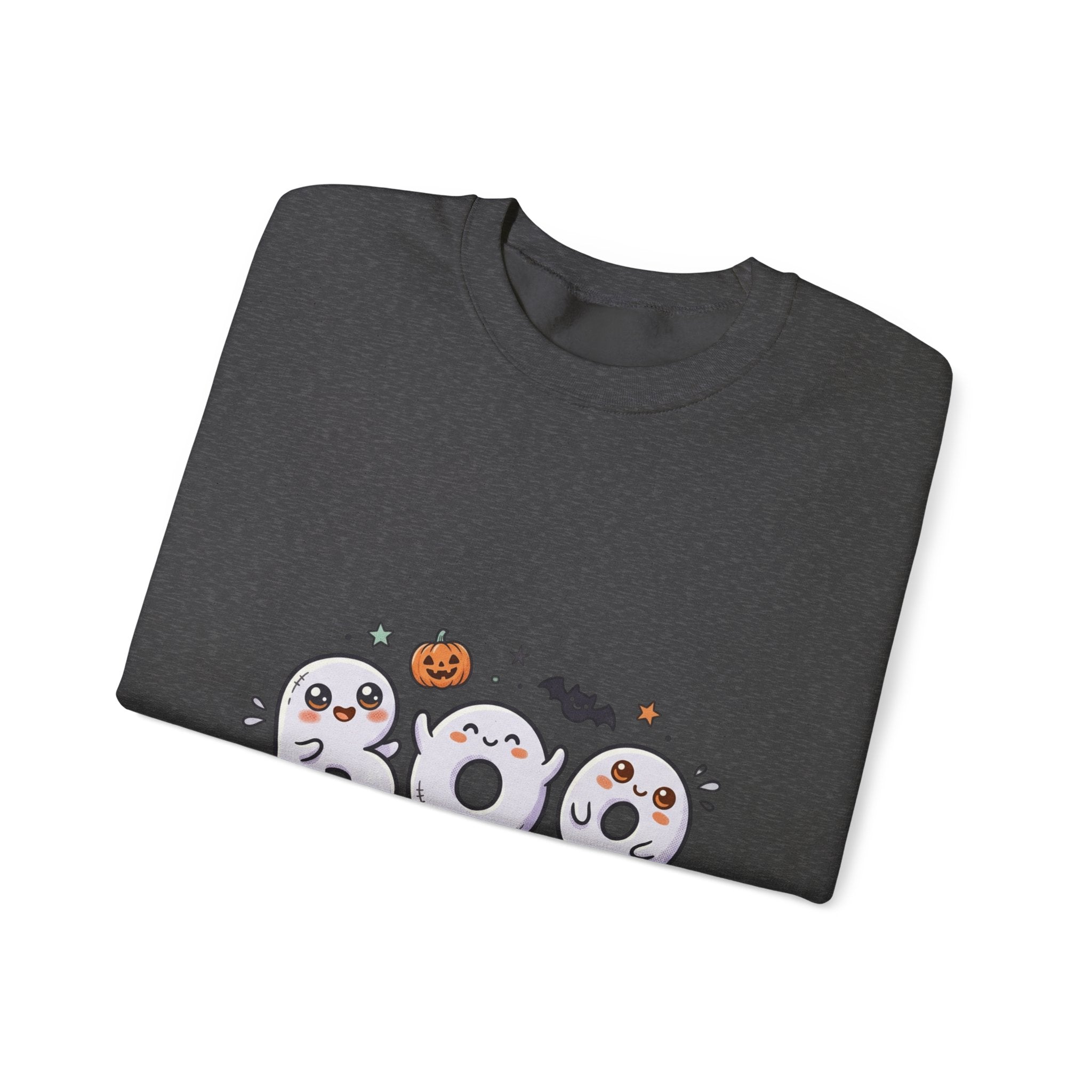 Cute 'BOO' Ghost Halloween Sweatshirt — Cute Spooky Crewneck for Fall
