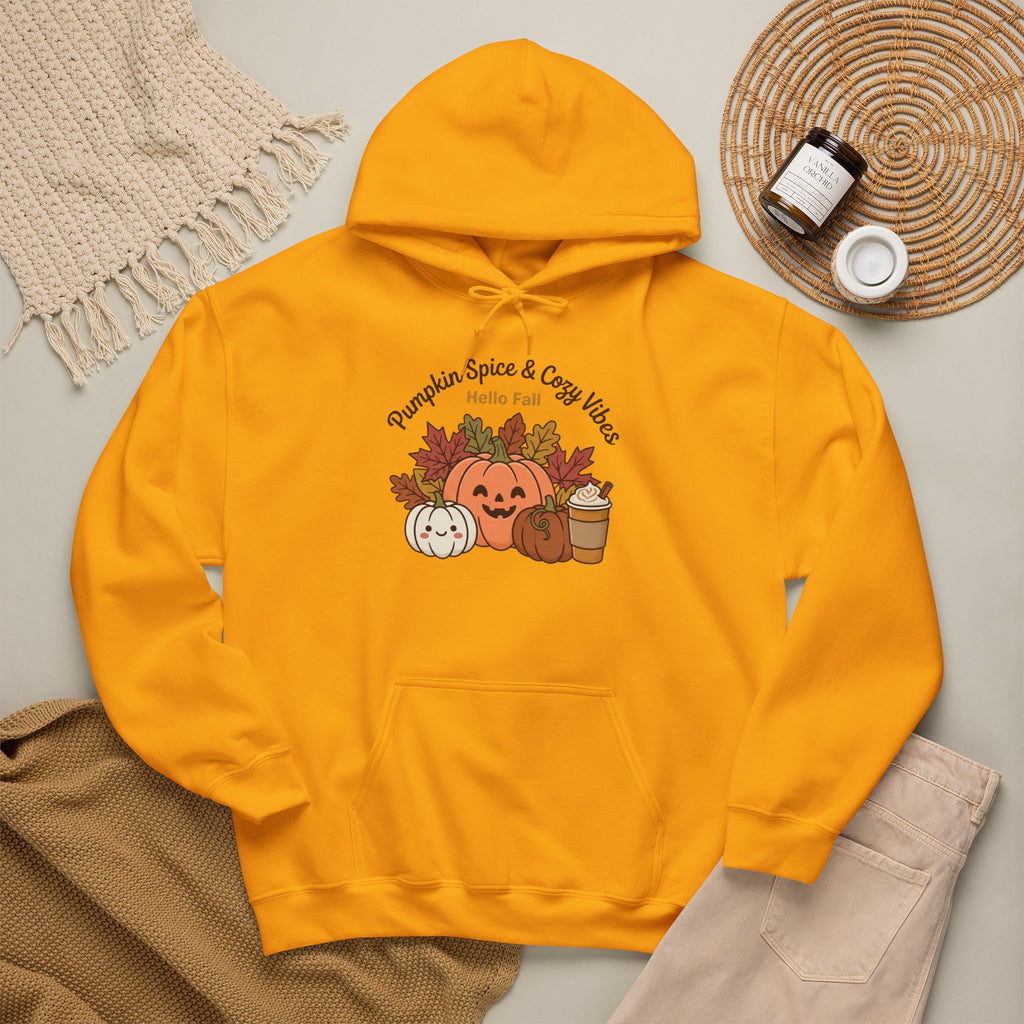 Pumpkin Spice & Cozy Vibes Hoodie | Fall Pumpkin Coffee Sweatshirt