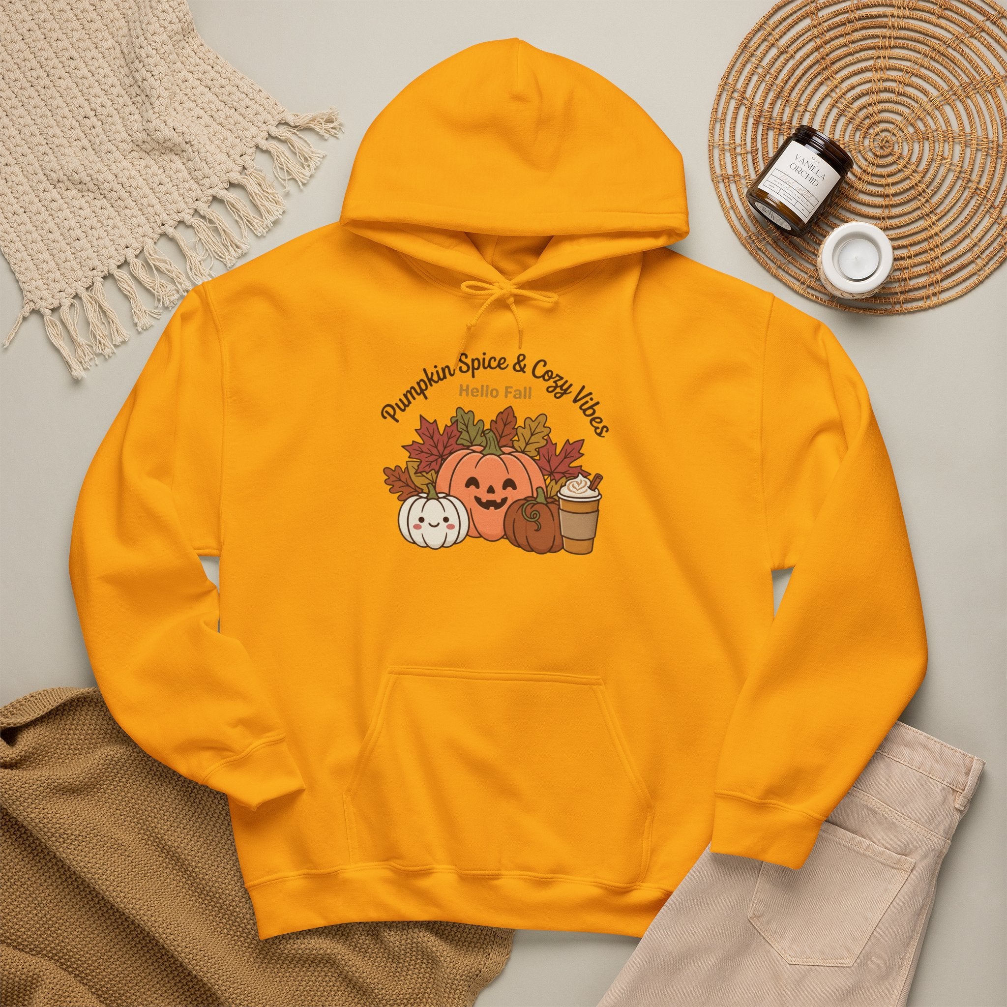 Pumpkin Spice & Cozy Vibes Hoodie | Fall Pumpkin Coffee Sweatshirt