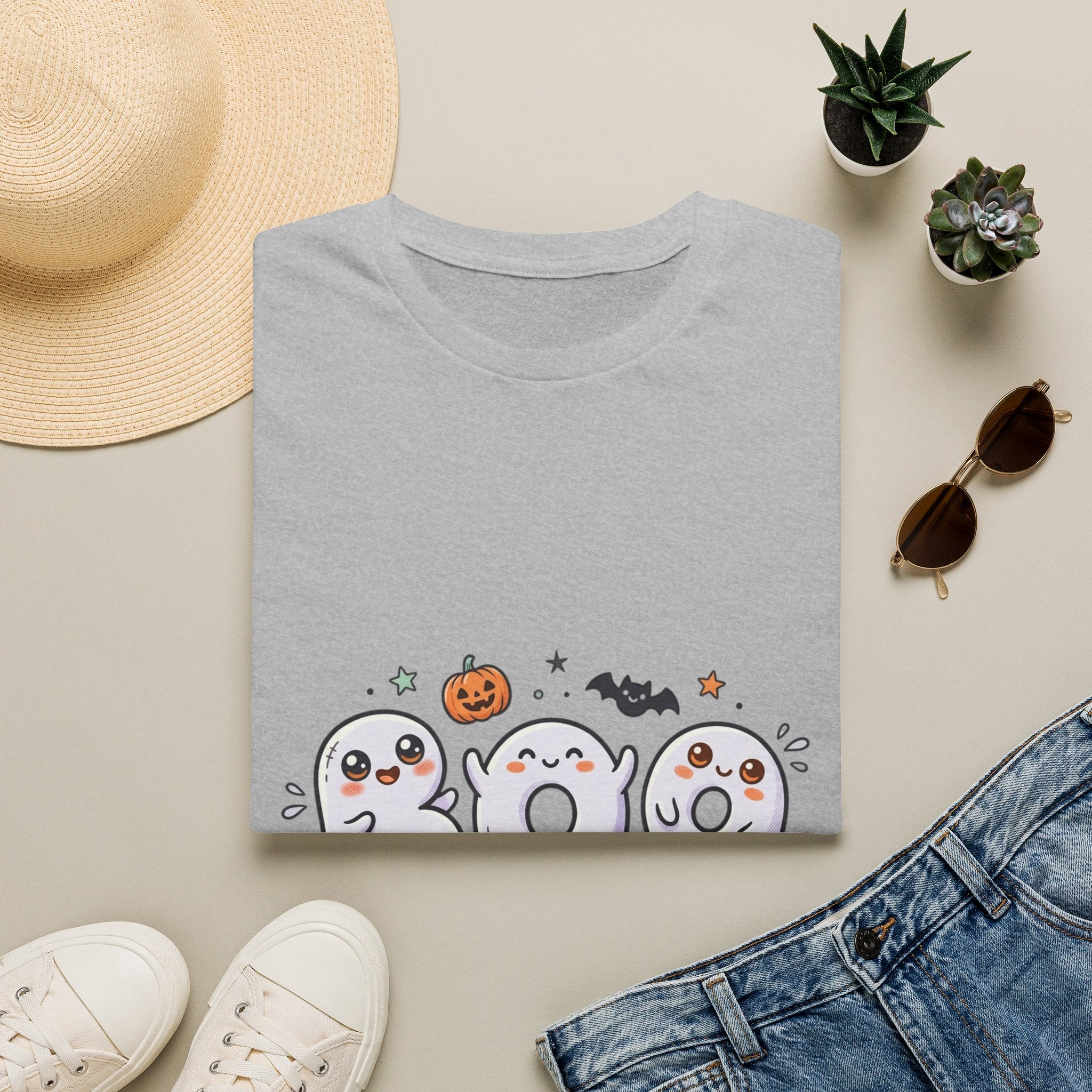 Halloween Ghosts "BOO" T-Shirt — Cute Spooky Pumpkin & Bat Graphic