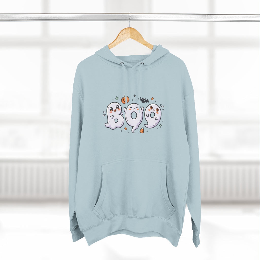 Boo Ghosts Halloween Hoodie — Cute Cartoon Ghosts & Pumpkins Fleece Hoodie