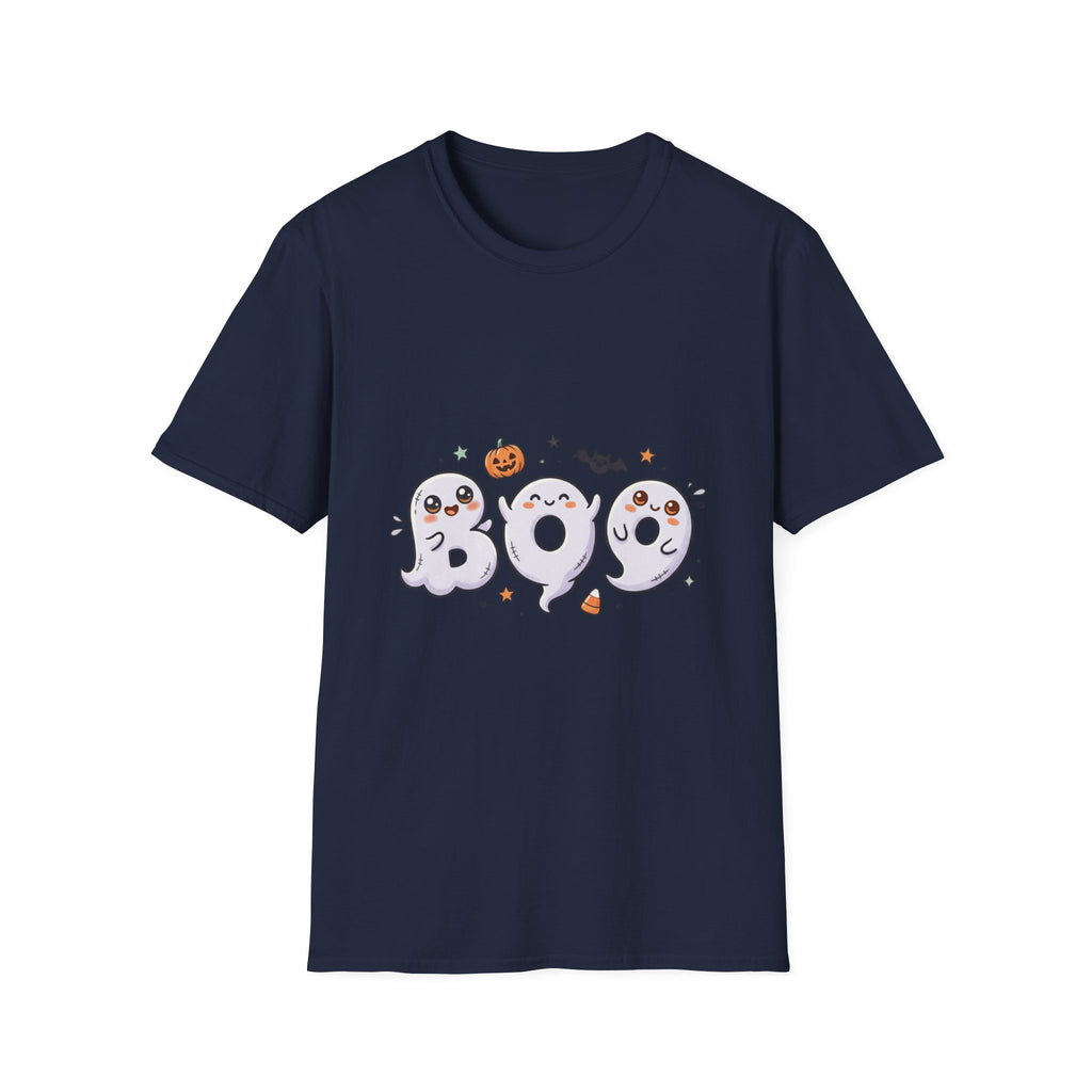 Halloween Ghosts "BOO" T-Shirt — Cute Spooky Pumpkin & Bat Graphic