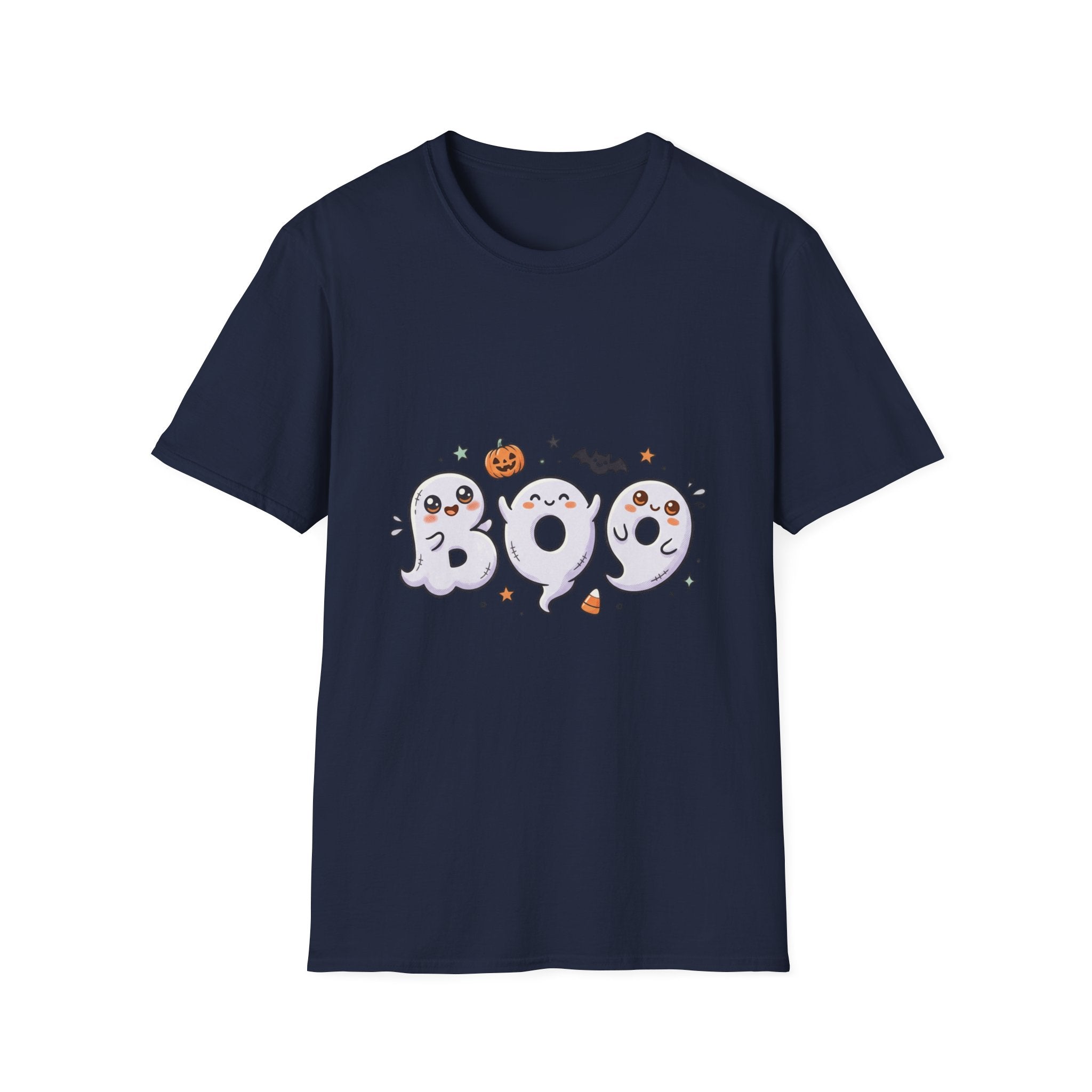 Halloween Ghosts "BOO" T-Shirt — Cute Spooky Pumpkin & Bat Graphic