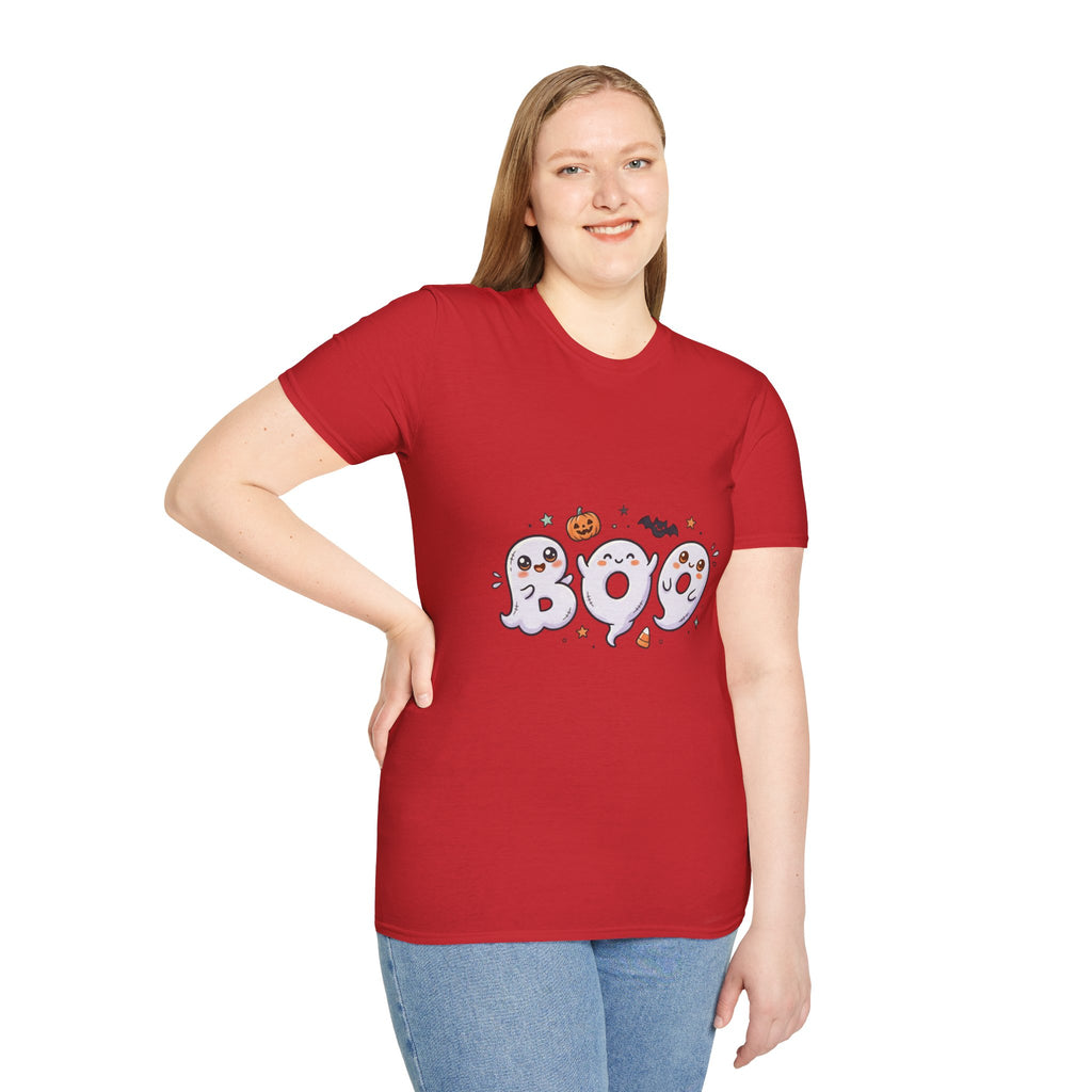 Halloween Ghosts "BOO" T-Shirt — Cute Spooky Pumpkin & Bat Graphic