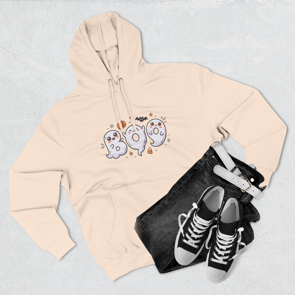 Boo Ghosts Halloween Hoodie — Cute Cartoon Ghosts & Pumpkins Fleece Hoodie