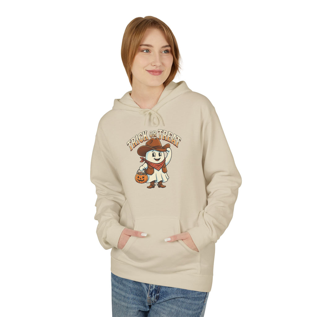Halloween Trick or Treat Hoodie — Cute Ghost Cowboy Pumpkin Design