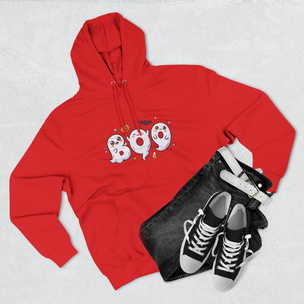 Boo Ghosts Halloween Hoodie — Cute Cartoon Ghosts & Pumpkins Fleece Hoodie