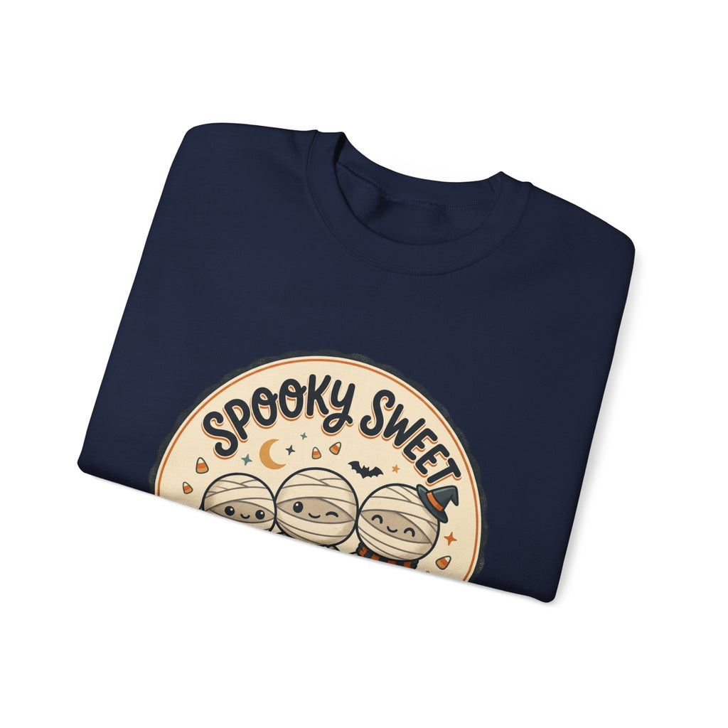 Halloween Sweatshirt — "Spooky Sweet Mummy's Treats" Cute Mummy Candy Crewneck