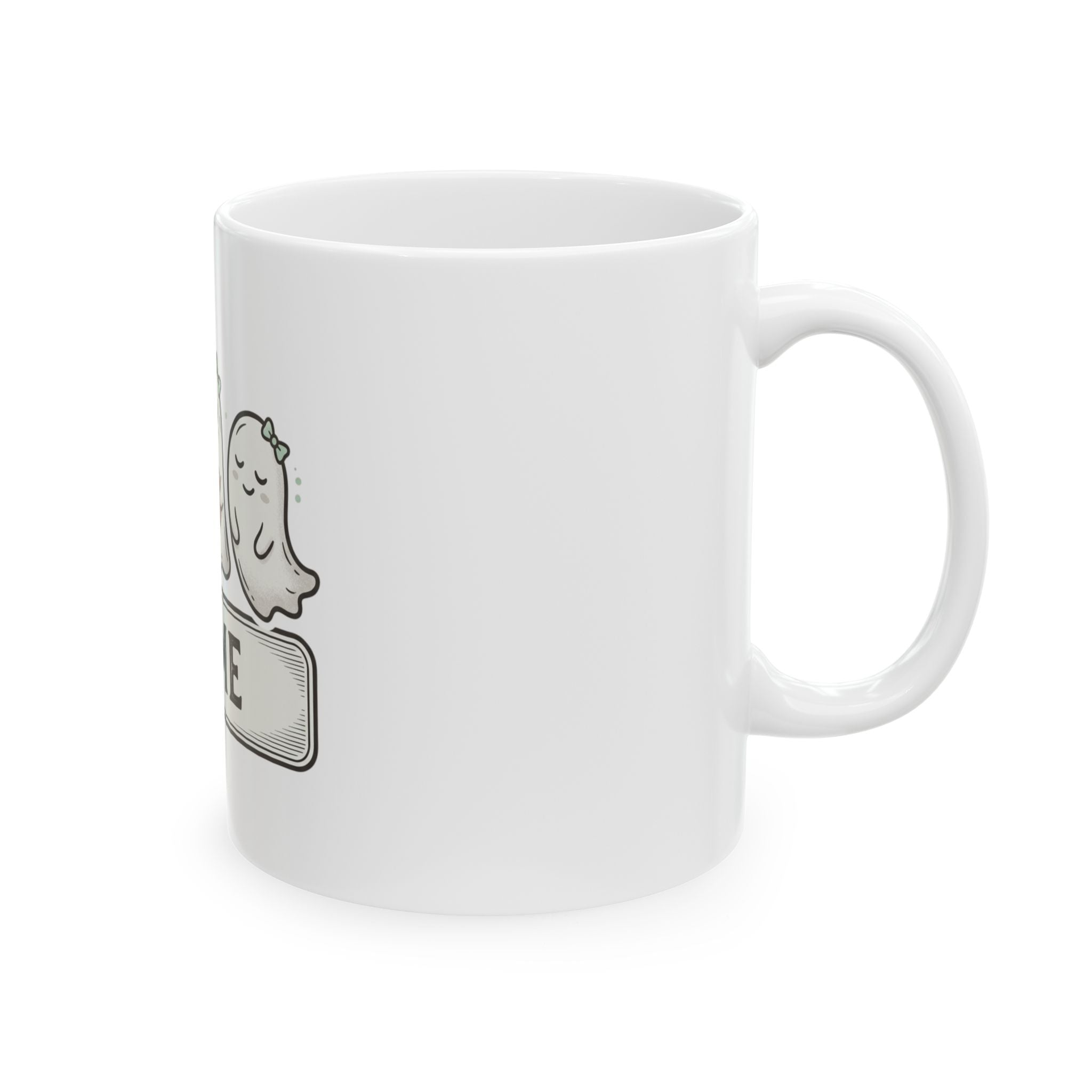 Personalized Halloween Ghost Mug — Cute Trio with Pumpkin (Custom Name)