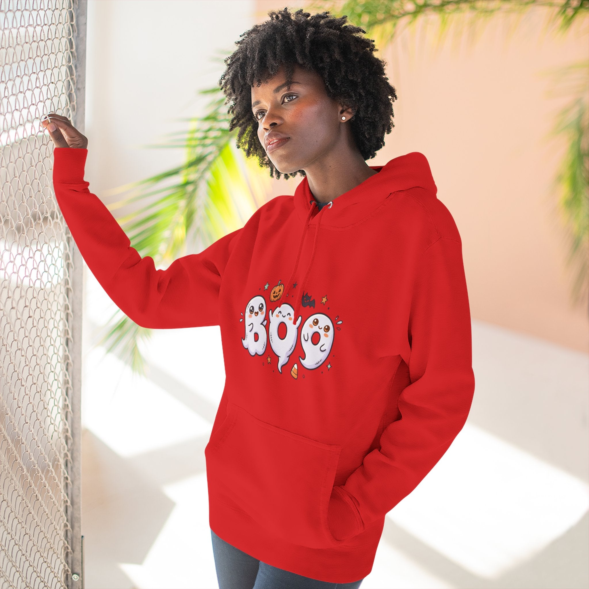 Boo Ghosts Halloween Hoodie — Cute Cartoon Ghosts & Pumpkins Fleece Hoodie