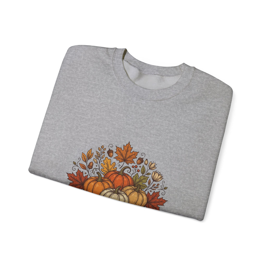 Fall Is Here Sweatshirt — Autumn Pumpkin Leaves Crewneck
