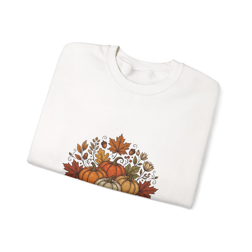 Fall Is Here Sweatshirt — Autumn Pumpkin Leaves Crewneck