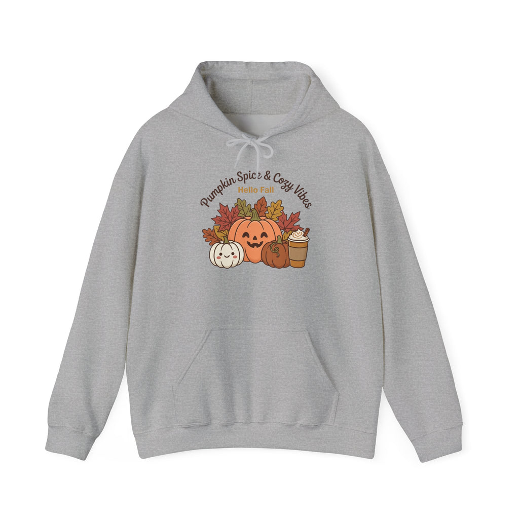 Pumpkin Spice & Cozy Vibes Hoodie | Fall Pumpkin Coffee Sweatshirt