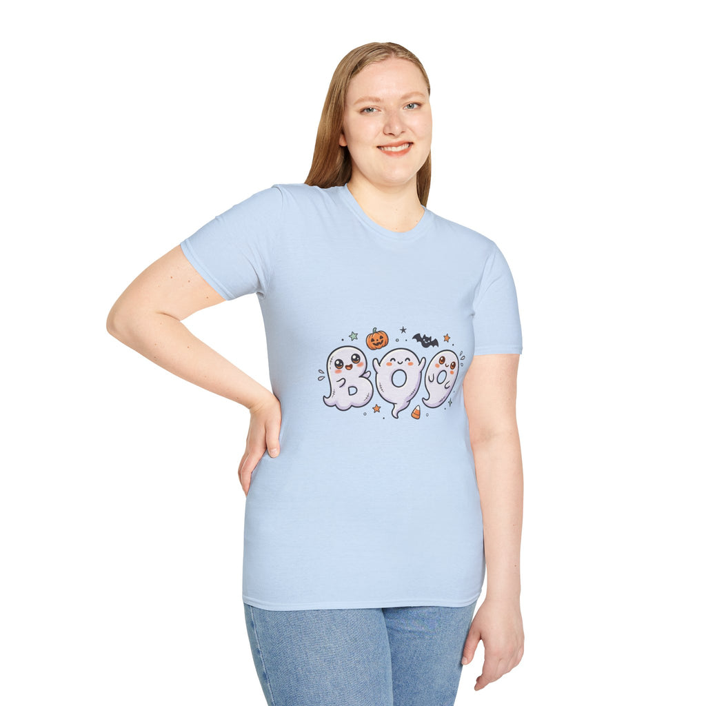 Halloween Ghosts "BOO" T-Shirt — Cute Spooky Pumpkin & Bat Graphic