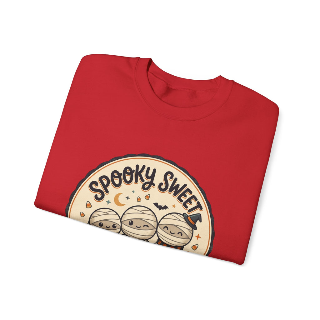 Halloween Sweatshirt — "Spooky Sweet Mummy's Treats" Cute Mummy Candy Crewneck