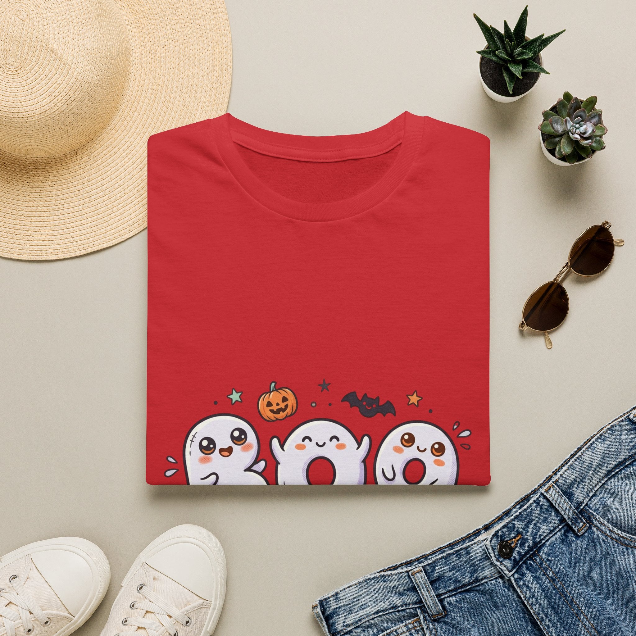 Halloween Ghosts "BOO" T-Shirt — Cute Spooky Pumpkin & Bat Graphic