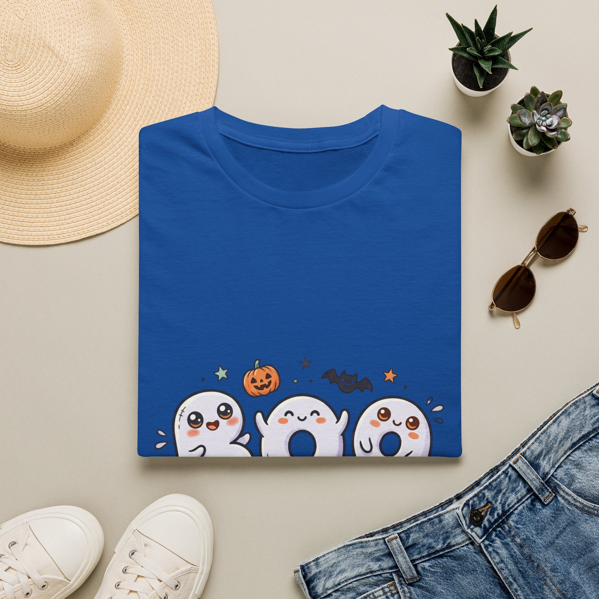 Halloween Ghosts "BOO" T-Shirt — Cute Spooky Pumpkin & Bat Graphic