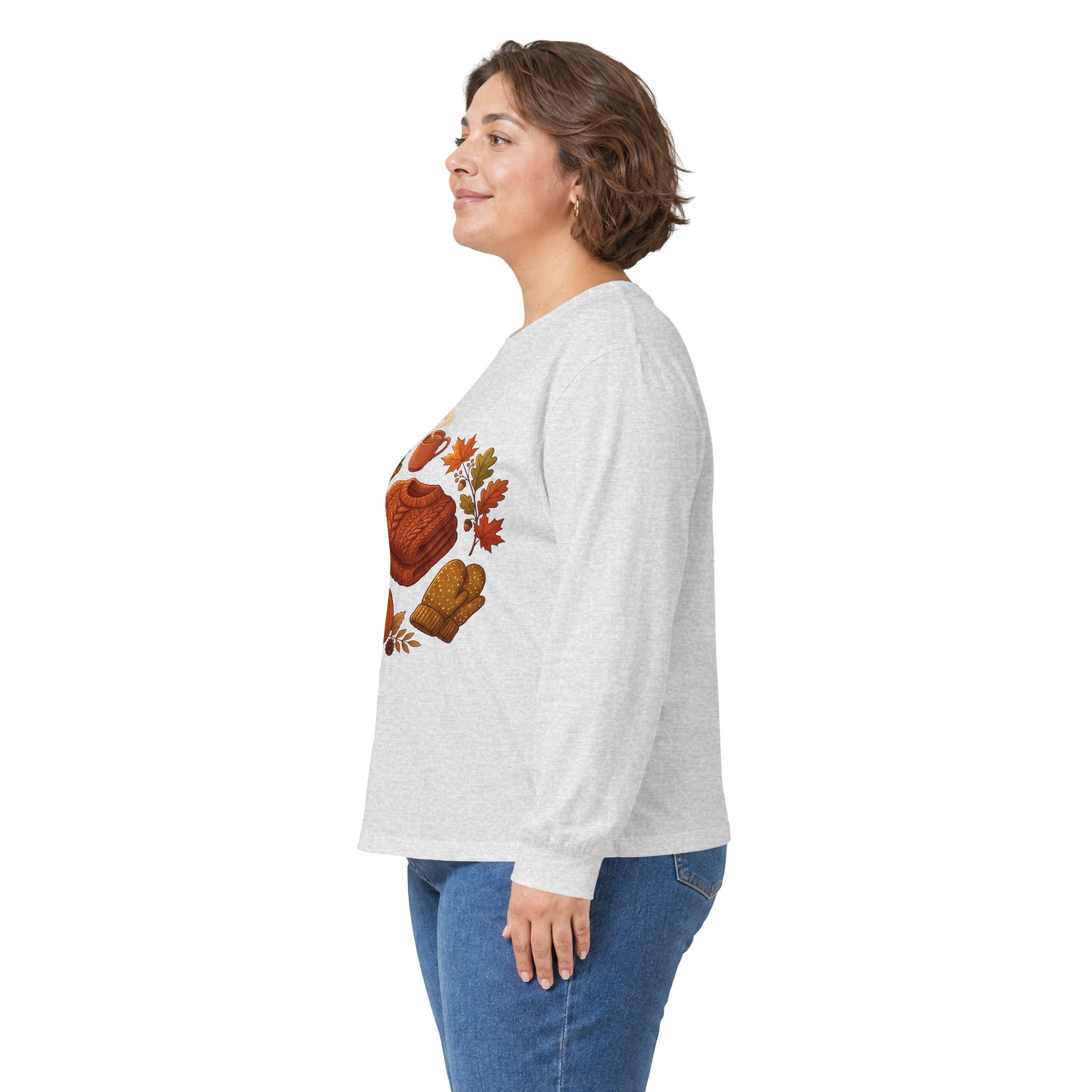 Autumn Cozy Comfort Long Sleeve Tee — Pumpkin, Sweater & Hot Drink Fall Design