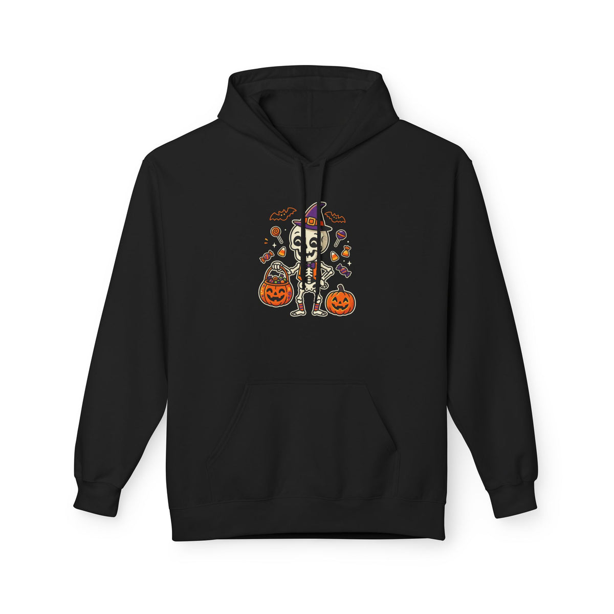 Halloween Skeleton Candy Hoodie – Trick-or-Treat Pumpkin Graphic Hoodie