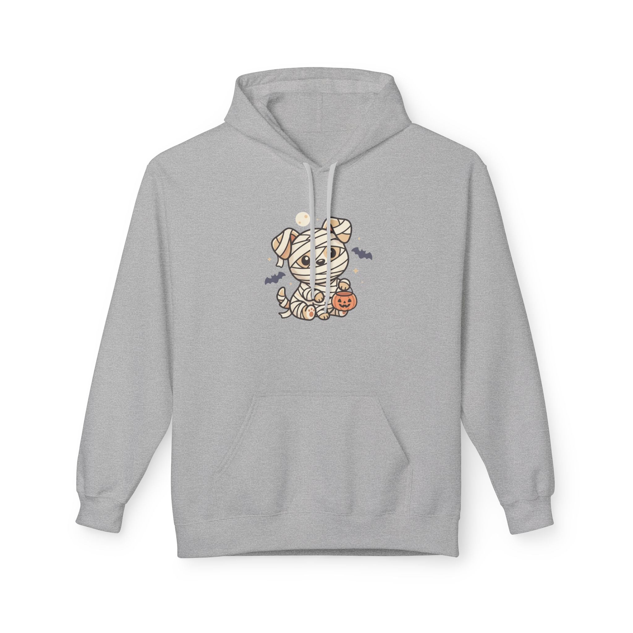Mummy Dog Halloween Hoodie - Cute Wrapped Puppy with Pumpkin & Bats