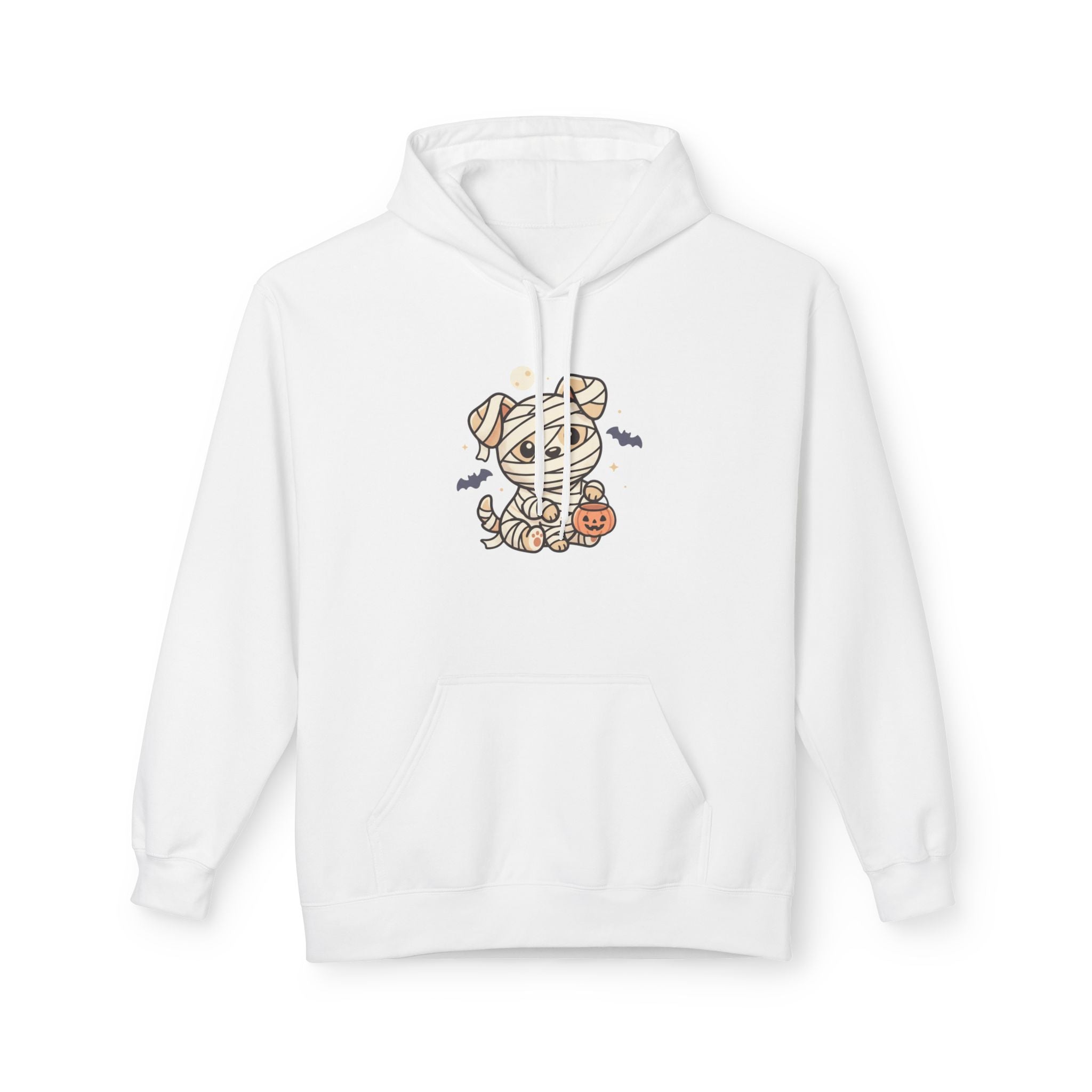 Mummy Dog Halloween Hoodie - Cute Wrapped Puppy with Pumpkin & Bats