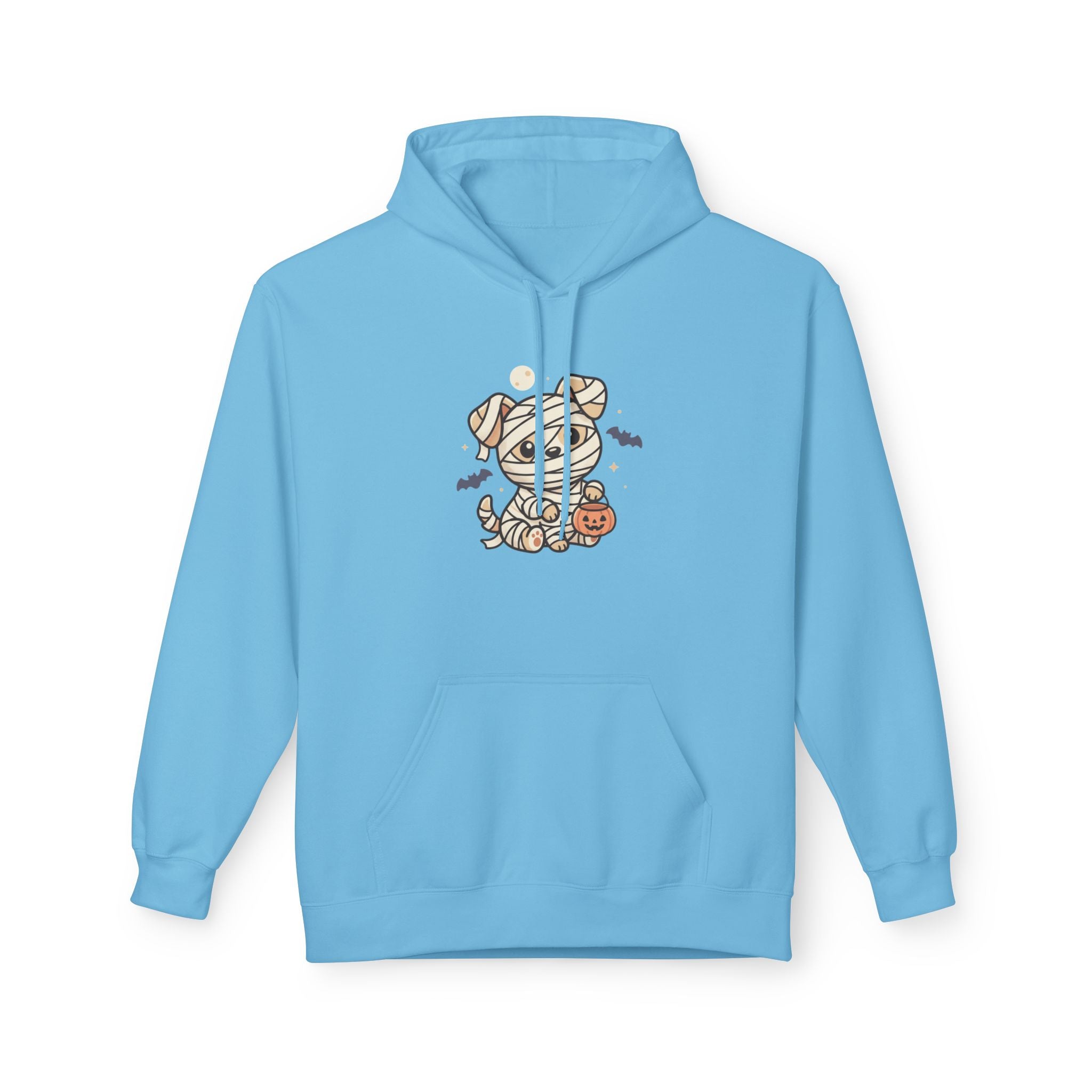 Mummy Dog Halloween Hoodie - Cute Wrapped Puppy with Pumpkin & Bats