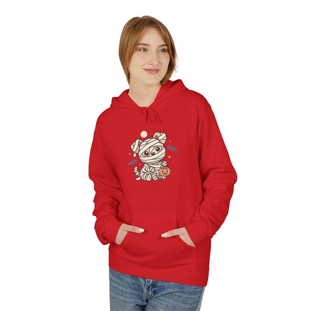 Mummy Dog Halloween Hoodie - Cute Wrapped Puppy with Pumpkin & Bats