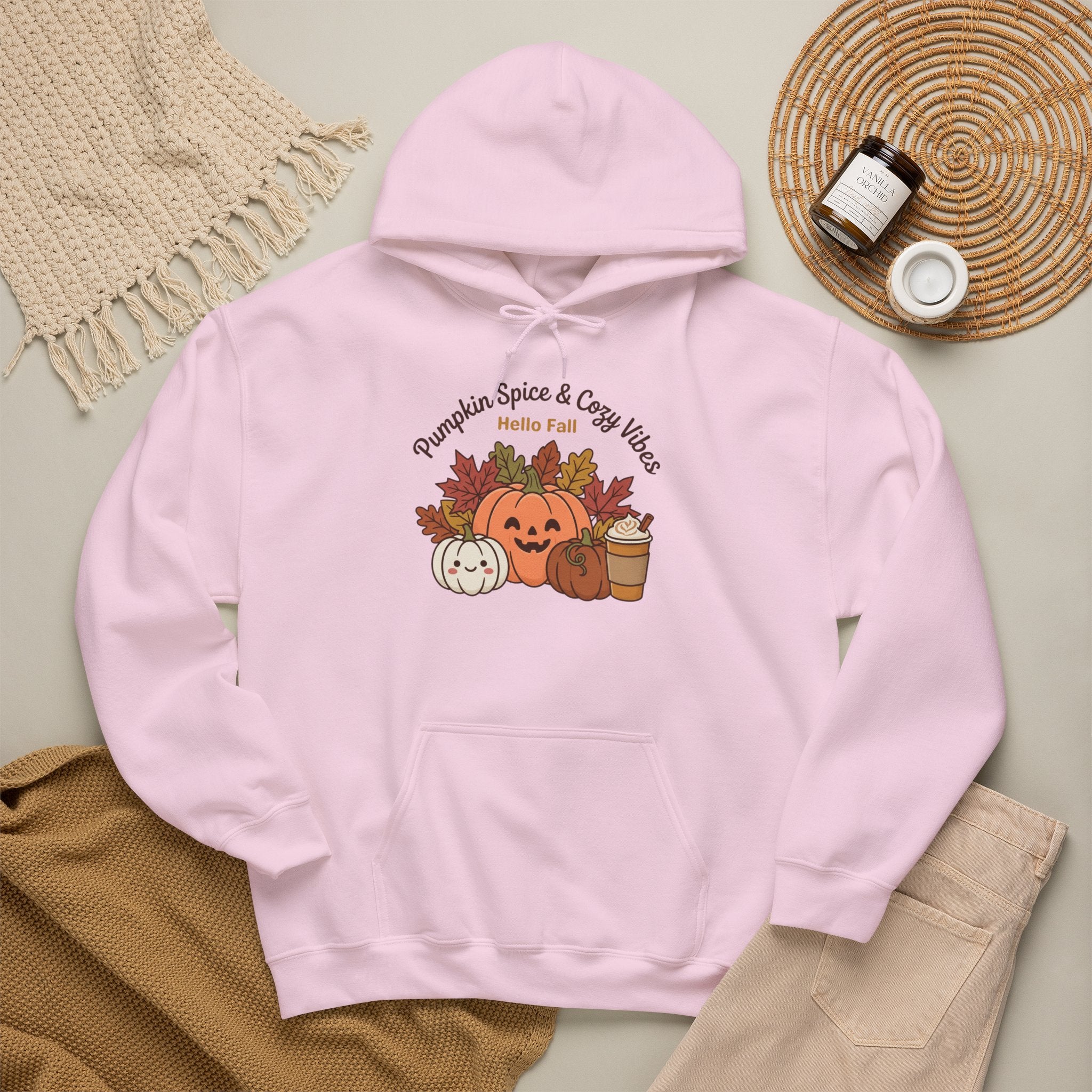 Pumpkin Spice & Cozy Vibes Hoodie | Fall Pumpkin Coffee Sweatshirt