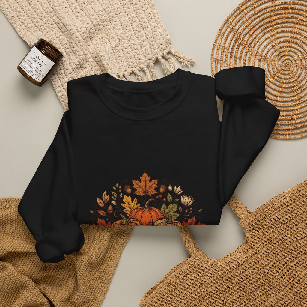 Fall Is Here Sweatshirt — Autumn Pumpkin Leaves Crewneck