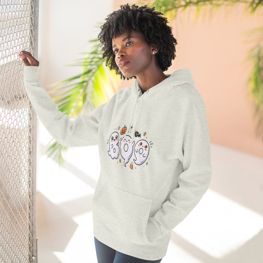 Boo Ghosts Halloween Hoodie — Cute Cartoon Ghosts & Pumpkins Fleece Hoodie