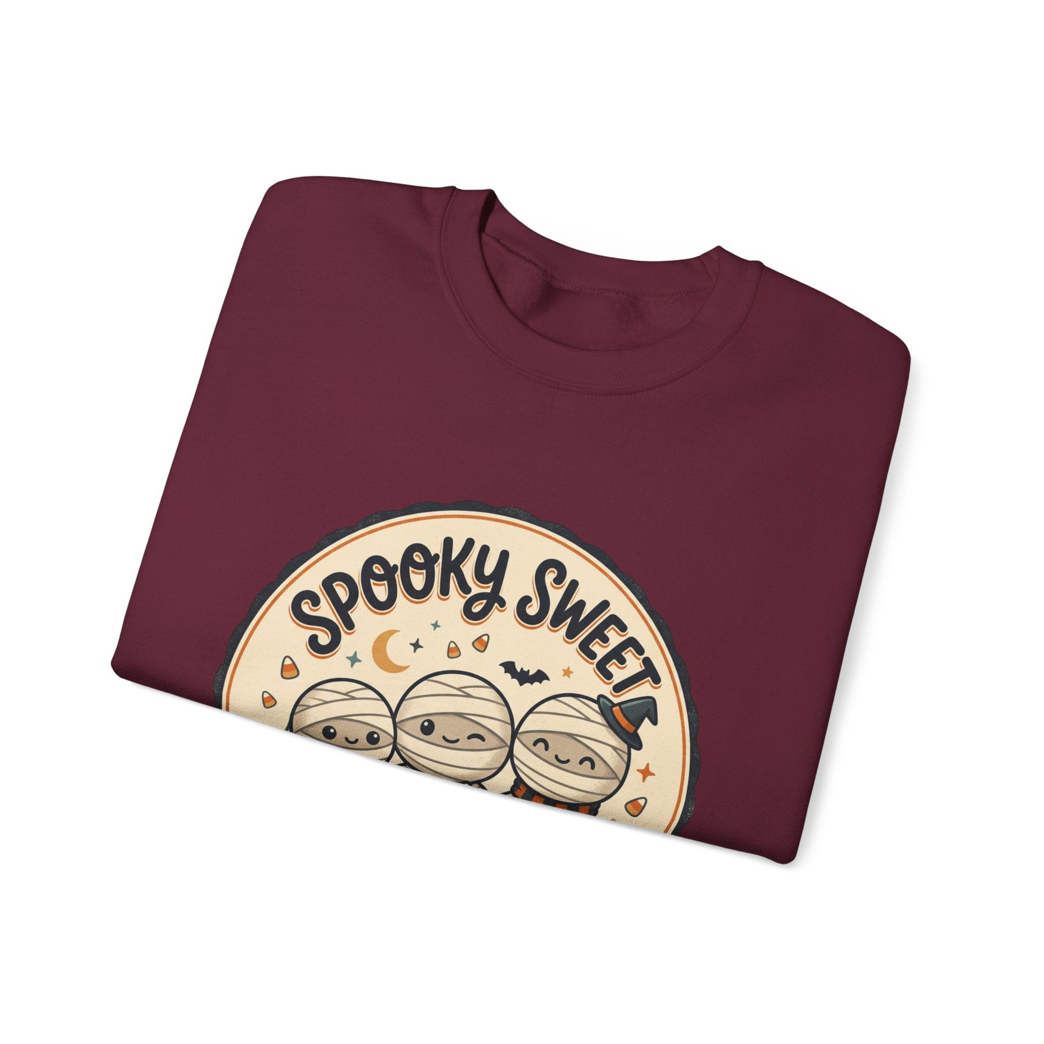 Halloween Sweatshirt — "Spooky Sweet Mummy's Treats" Cute Mummy Candy Crewneck
