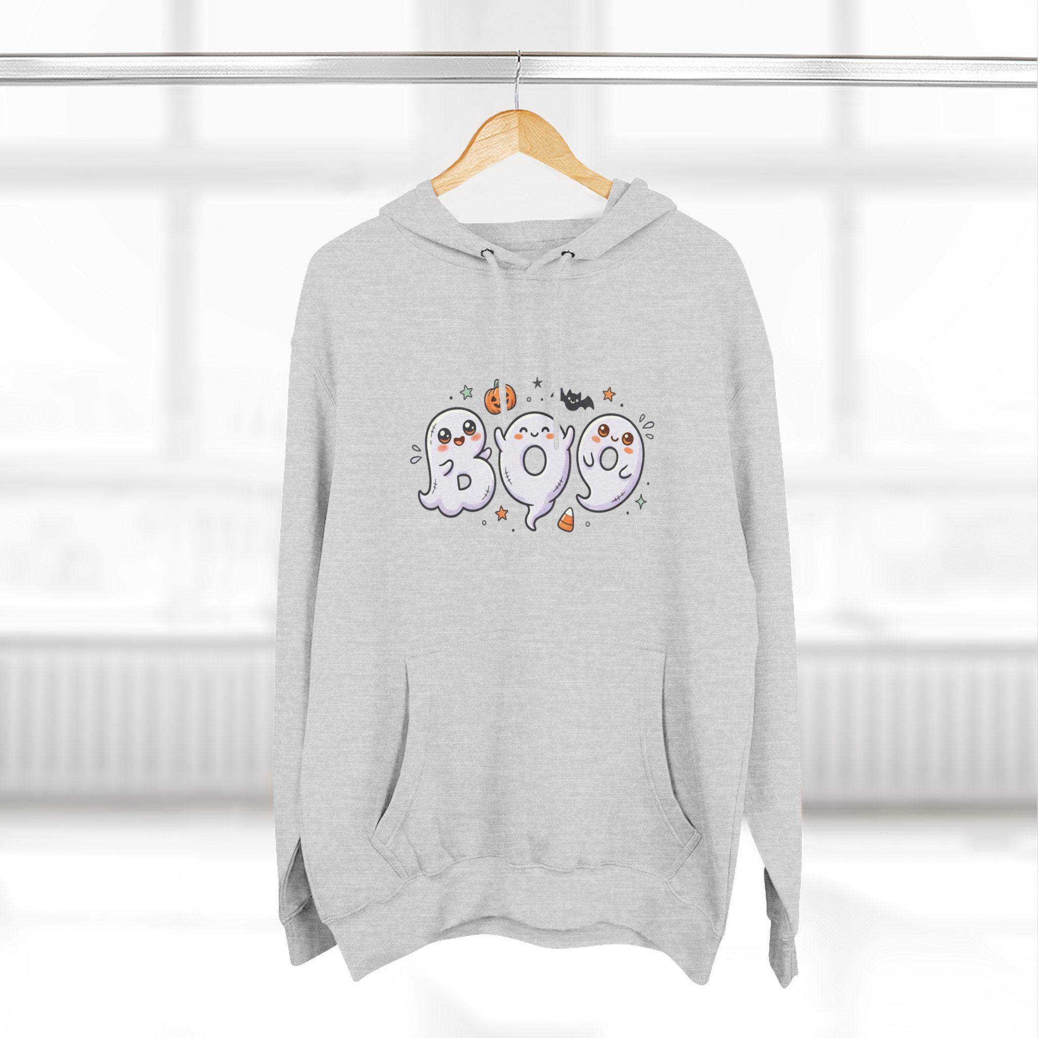 Boo Ghosts Halloween Hoodie — Cute Cartoon Ghosts & Pumpkins Fleece Hoodie