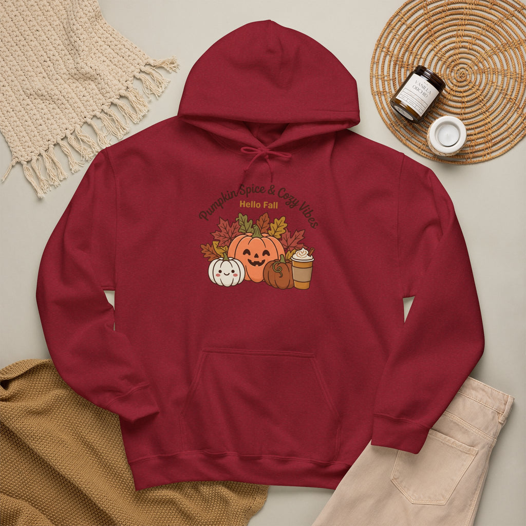 Pumpkin Spice & Cozy Vibes Hoodie | Fall Pumpkin Coffee Sweatshirt