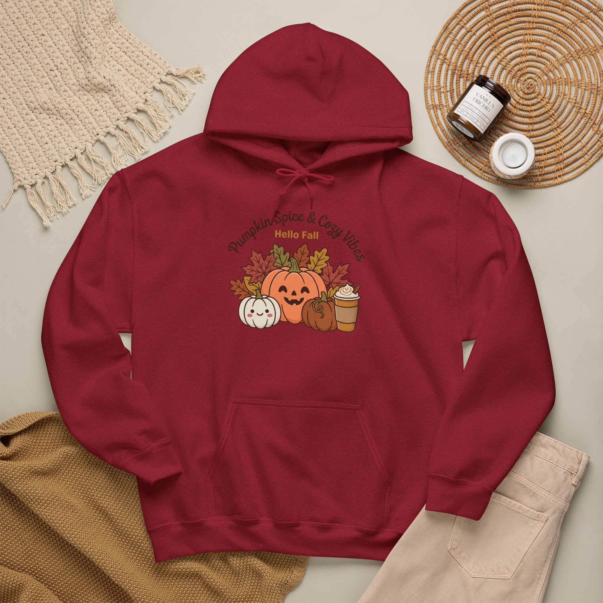 Pumpkin Spice & Cozy Vibes Hoodie | Fall Pumpkin Coffee Sweatshirt