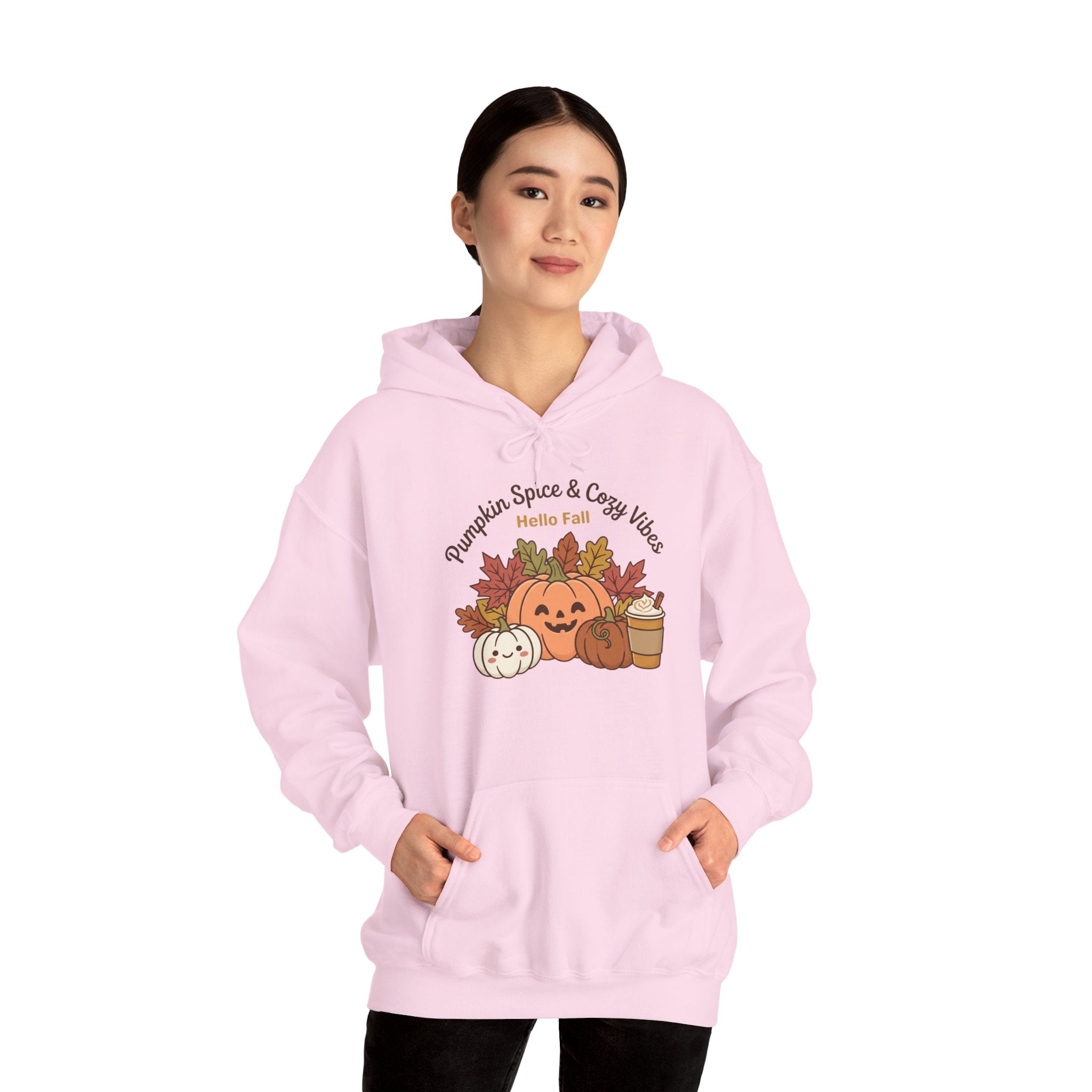 Pumpkin Spice & Cozy Vibes Hoodie | Fall Pumpkin Coffee Sweatshirt