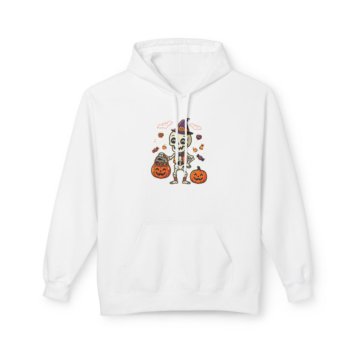 Halloween Skeleton Candy Hoodie – Trick-or-Treat Pumpkin Graphic Hoodie