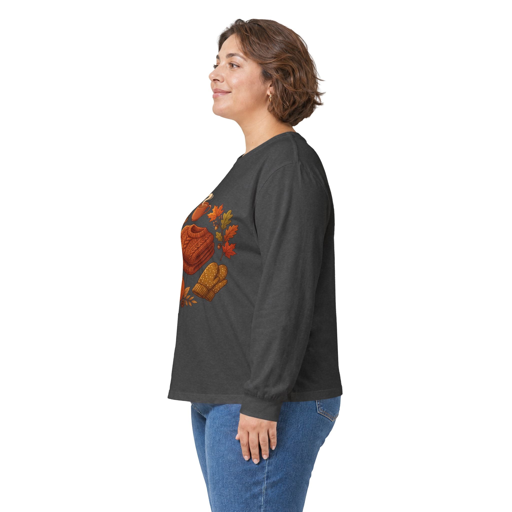 Autumn Cozy Comfort Long Sleeve Tee — Pumpkin, Sweater & Hot Drink Fall Design